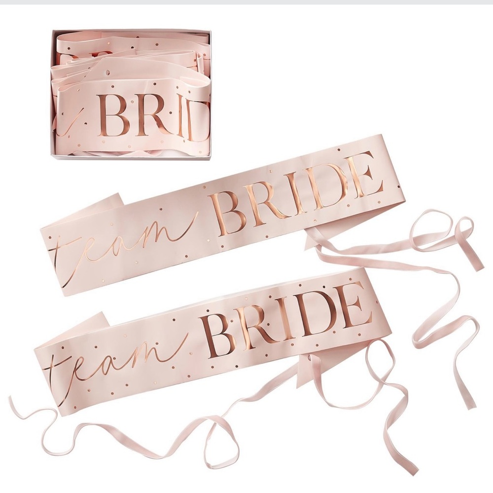 Team Bride Sash Set - Pink and Rose Gold